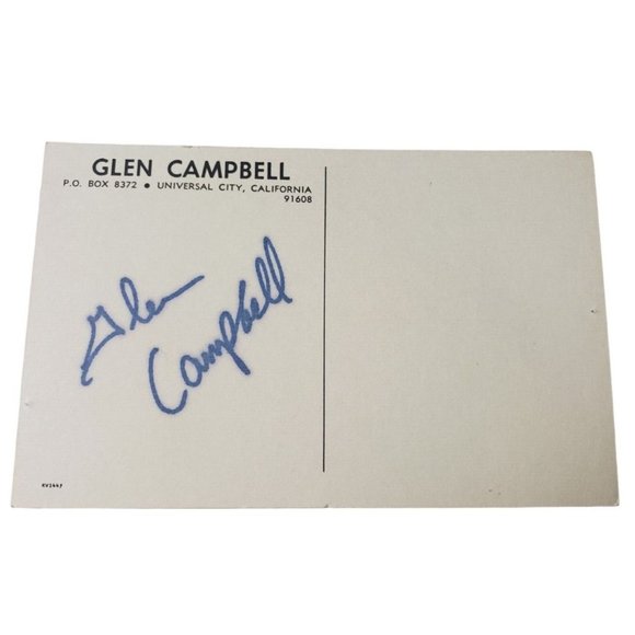 Glen Campbell Postcard Autograph Signed Blue Ink Vtg Universal City California - Picture 2 of 4